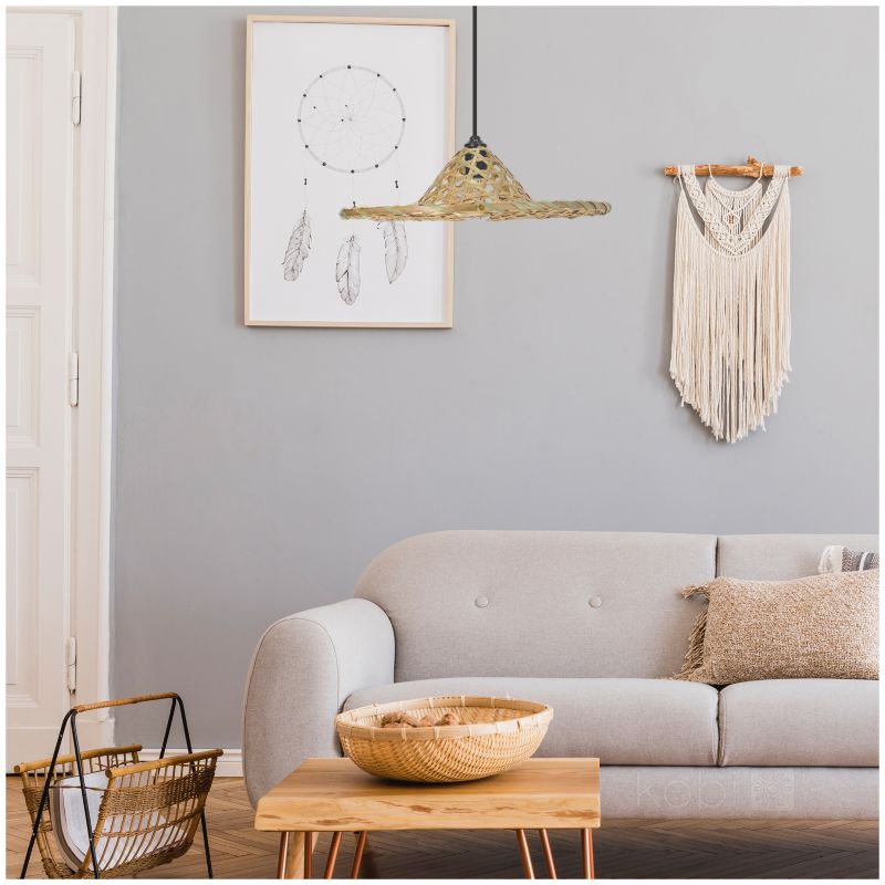 Lampa wisząca boho naturalna bambusowa pleciona kapelusz 1xE27 60W BOHO BRAGA Kobi 1 szt.