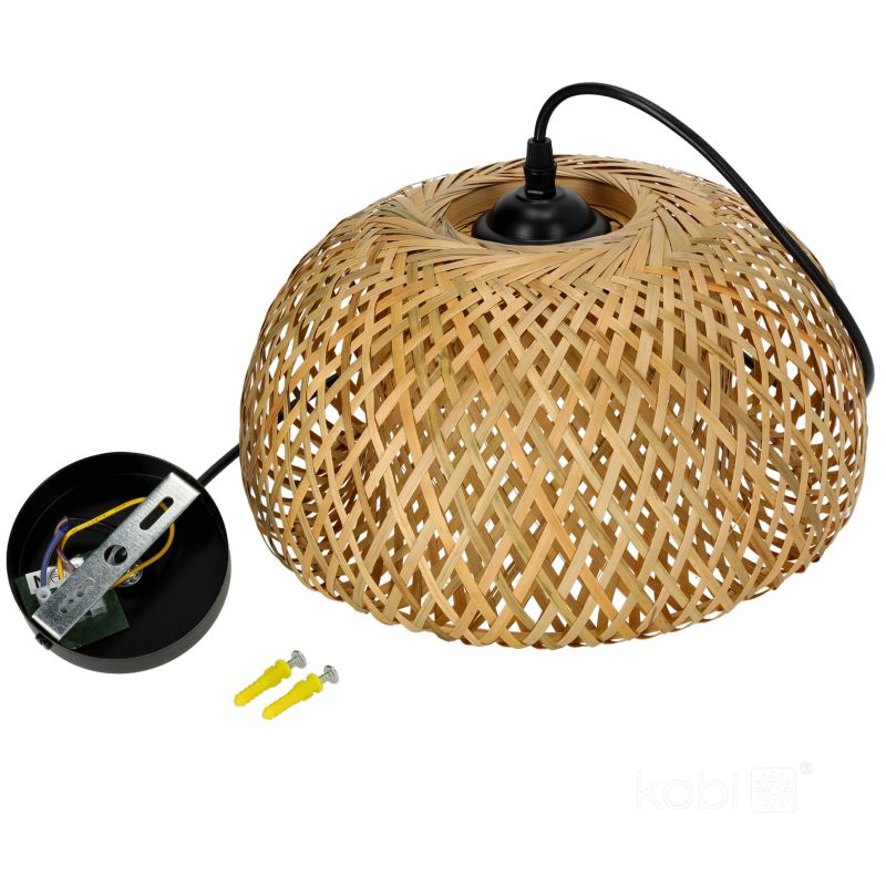 Lampa wisząca boho naturalna bambusowa pleciona kopuła 1xE27 60W BOHO BAKU S Kobi 1 szt.