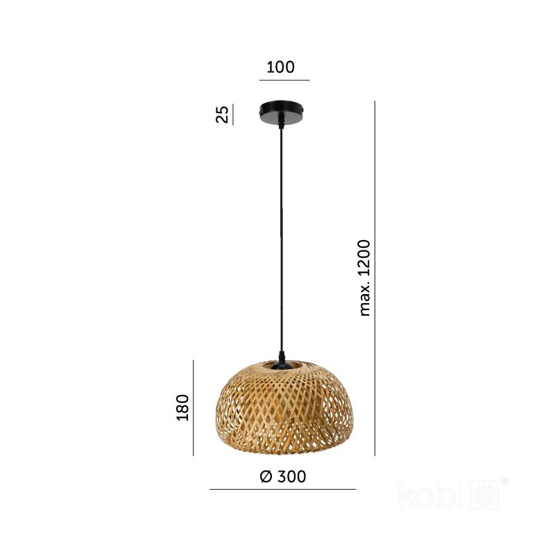 Lampa wisząca boho naturalna bambusowa pleciona kopuła 1xE27 60W BOHO BAKU S Kobi 1 szt.