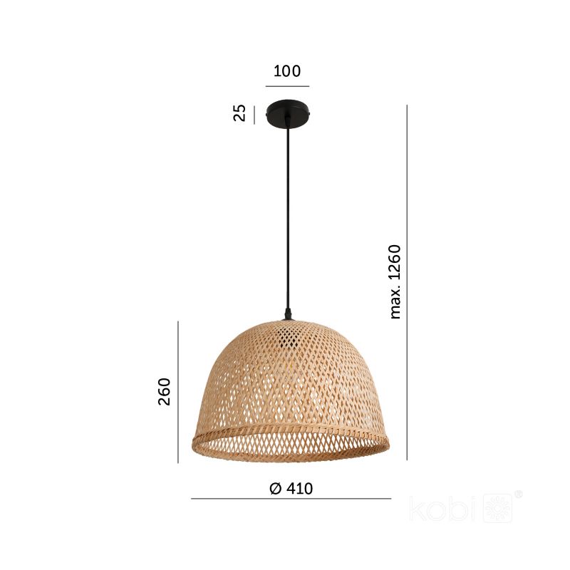 Lampa wisząca boho naturalna bambusowa pleciona kopuła 1xE27 60W BOHO BOSU Kobi 1 szt.