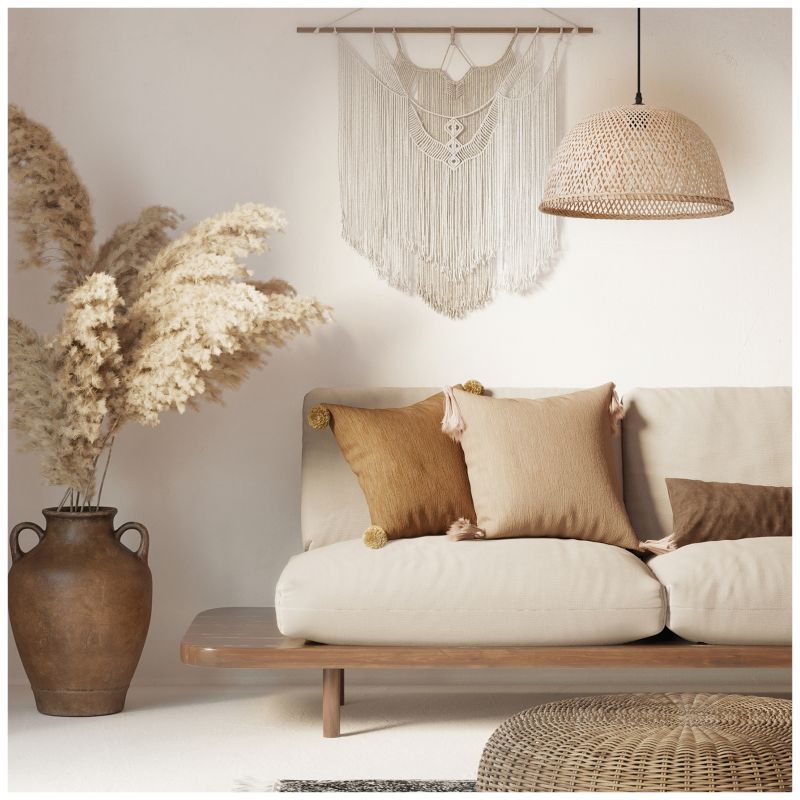 Lampa wisząca boho naturalna bambusowa pleciona kopuła 1xE27 60W BOHO BOSU Kobi 1 szt.