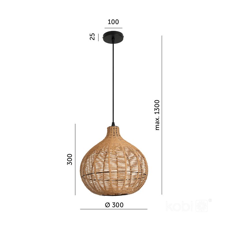 Lampa wisząca boho naturalna bambusowa pleciona ozdobna 1xE27 60W BOHO SILVON Kobi 1 szt.