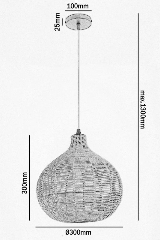 Lampa wisząca boho naturalna bambusowa pleciona ozdobna 1xE27 60W BOHO SILVON Kobi 1 szt.