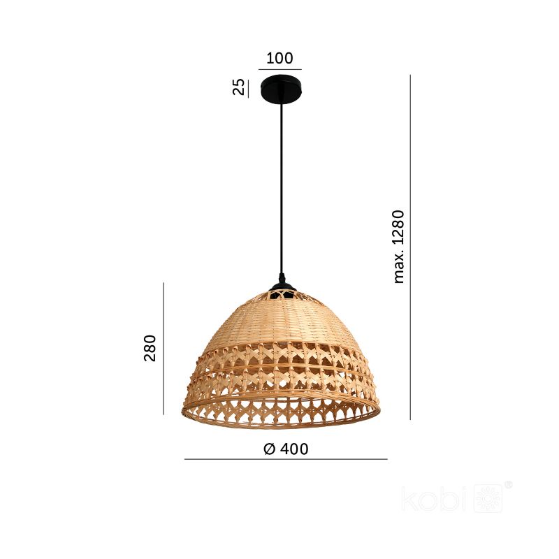 Lampa wisząca boho naturalna bambusowa pleciona ozdobna kopuła 1xE27 60W BOHO BAYOS Kobi 1 szt.