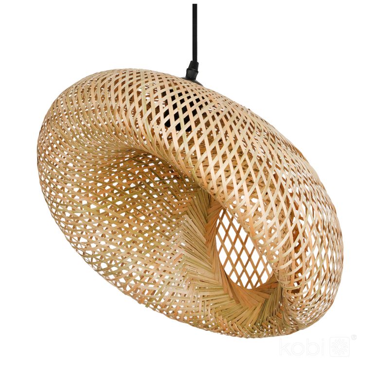Lampa wisząca boho naturalna bambusowa pleciona ukośna 1xE27 60W BOHO BEMIDI M Kobi 1 szt.