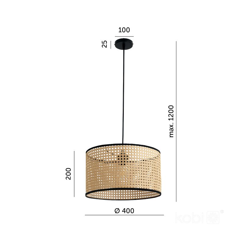 Lampa wisząca boho naturalna bambusowa pleciona walec 1xE27 60W BOHO RENNI B Kobi 1 szt.