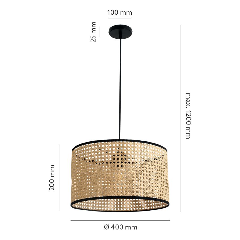 Lampa wisząca boho naturalna bambusowa pleciona walec 1xE27 60W BOHO RENNI B Kobi 1 szt.