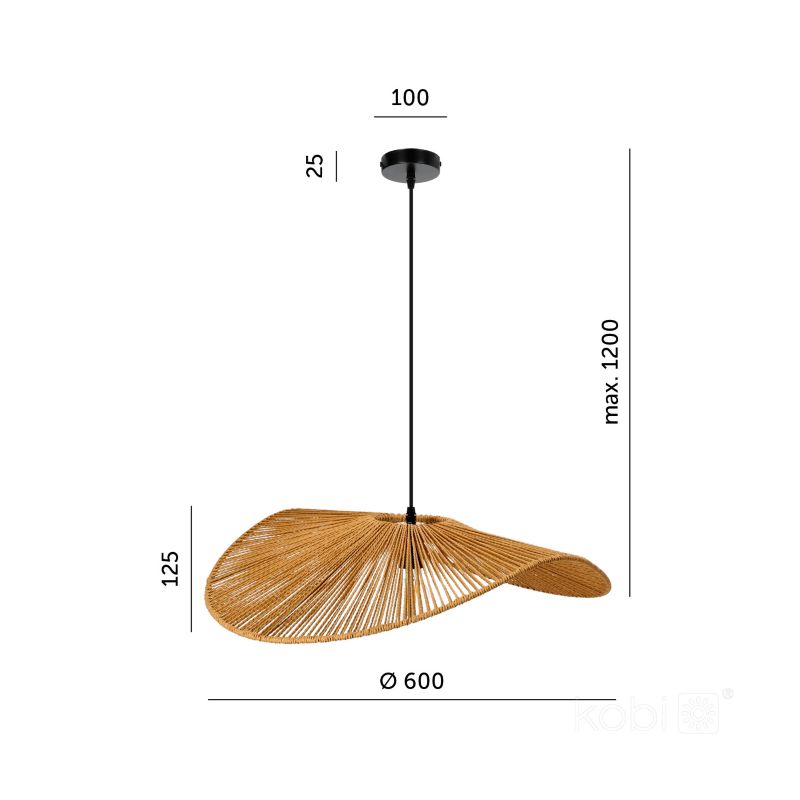 Lampa wisząca boho naturalna jutowa falowana rozłożysta 1xE27 60W BOHO VERONA Kobi 1 szt.