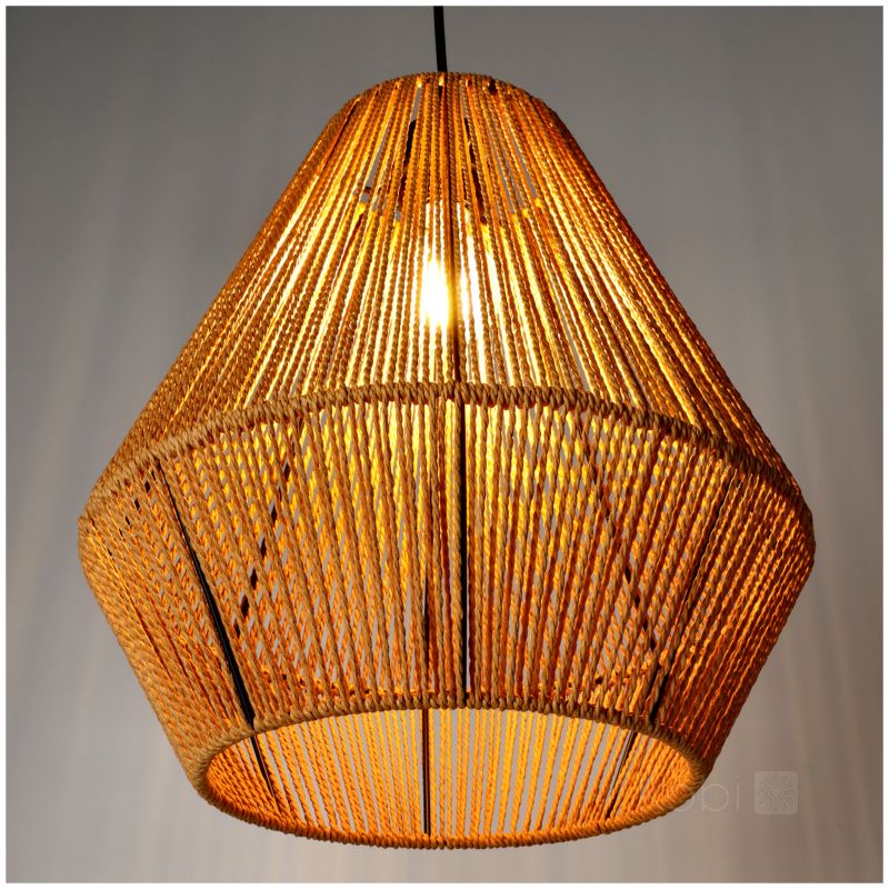 Lampa wisząca boho naturalna jutowa geometryczna 1xE27 60W BOHO SIBU Kobi 1 szt.