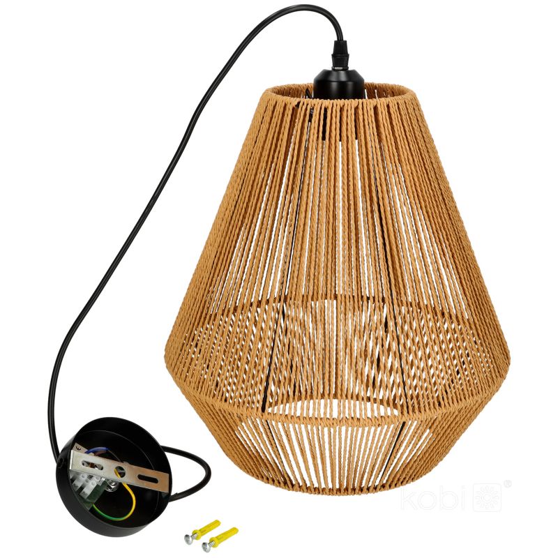 Lampa wisząca boho naturalna jutowa geometryczna 1xE27 60W BOHO SIBU Kobi 1 szt.