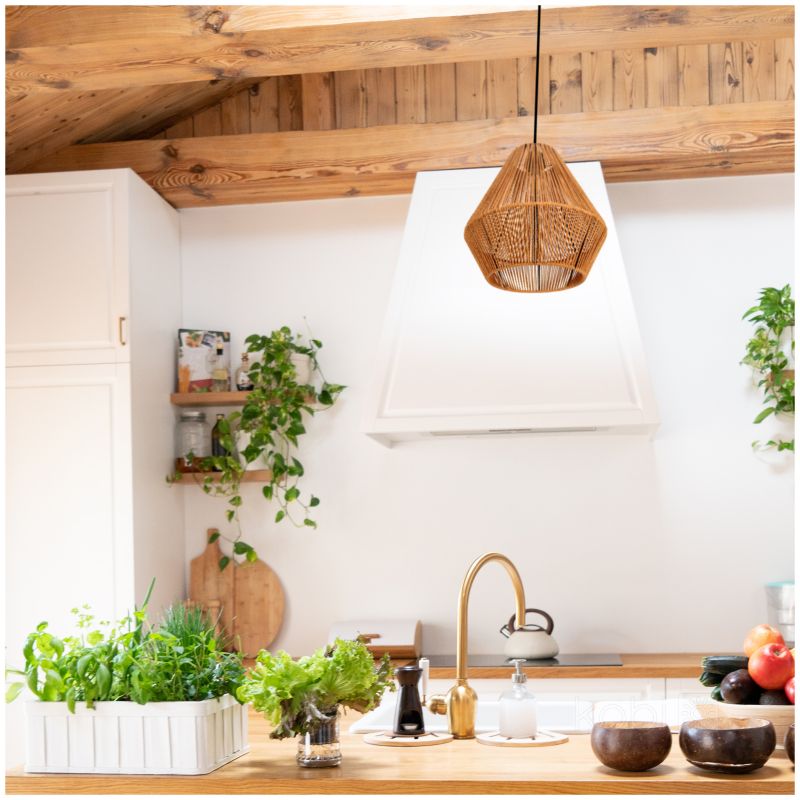 Lampa wisząca boho naturalna jutowa geometryczna 1xE27 60W BOHO SIBU Kobi 1 szt.