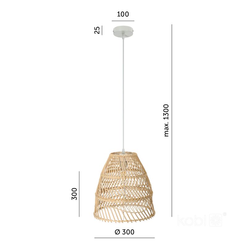 Lampa wisząca boho naturalna rattanowa pleciona kopuła 1xE27 60W BOHO RANGO Kobi 1 szt.