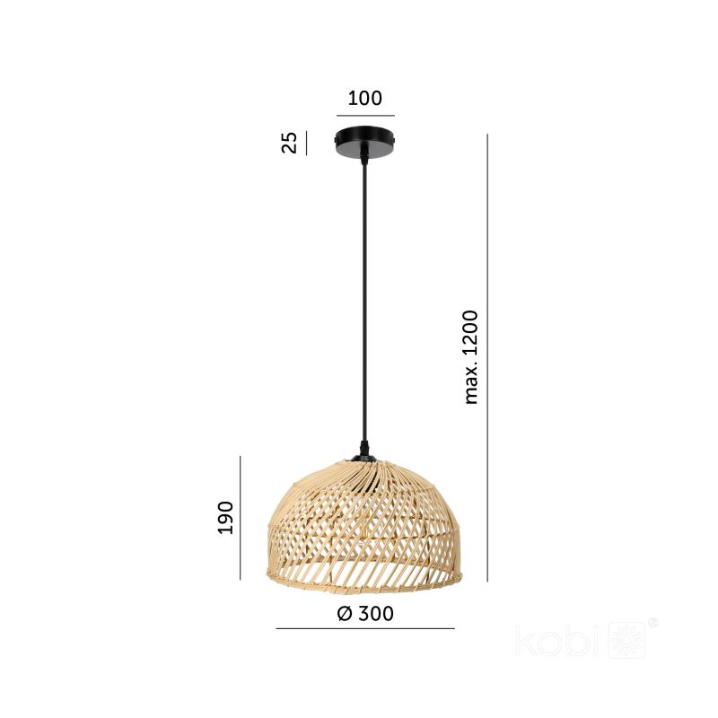 Lampa wisząca boho naturalna rattanowa pleciona kopuła 1xE27 60W BOHO RIGA Kobi 1 szt.