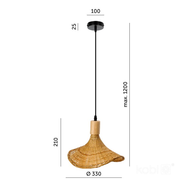 Lampa wisząca boho naturalna rattanowa pleciona ozdobna 1xE27 60W BOHO BIMINI Kobi 1 szt.