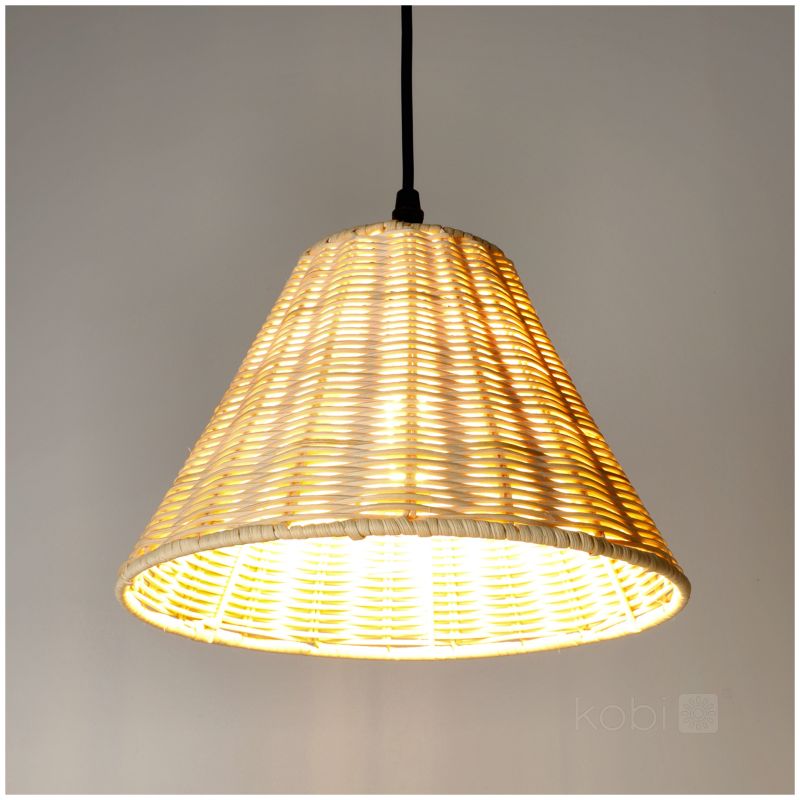 Lampa wisząca boho naturalna rattanowa pleciona stożkowa 1xE27 60W BOHO RONDA Kobi 1 szt.
