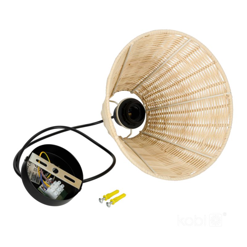 Lampa wisząca boho naturalna rattanowa pleciona stożkowa 1xE27 60W BOHO RONDA Kobi 1 szt.