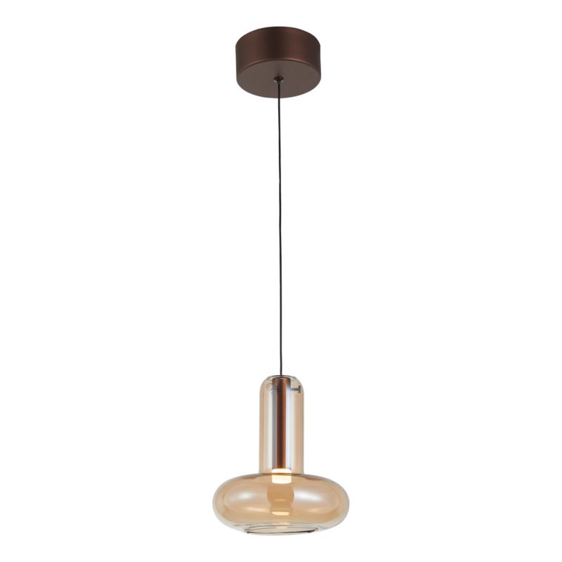 Lampa wisząca bursztynowy klosz Italux Carote miedziana LED 5W  3000K 233lm IP20 - 1 szt.