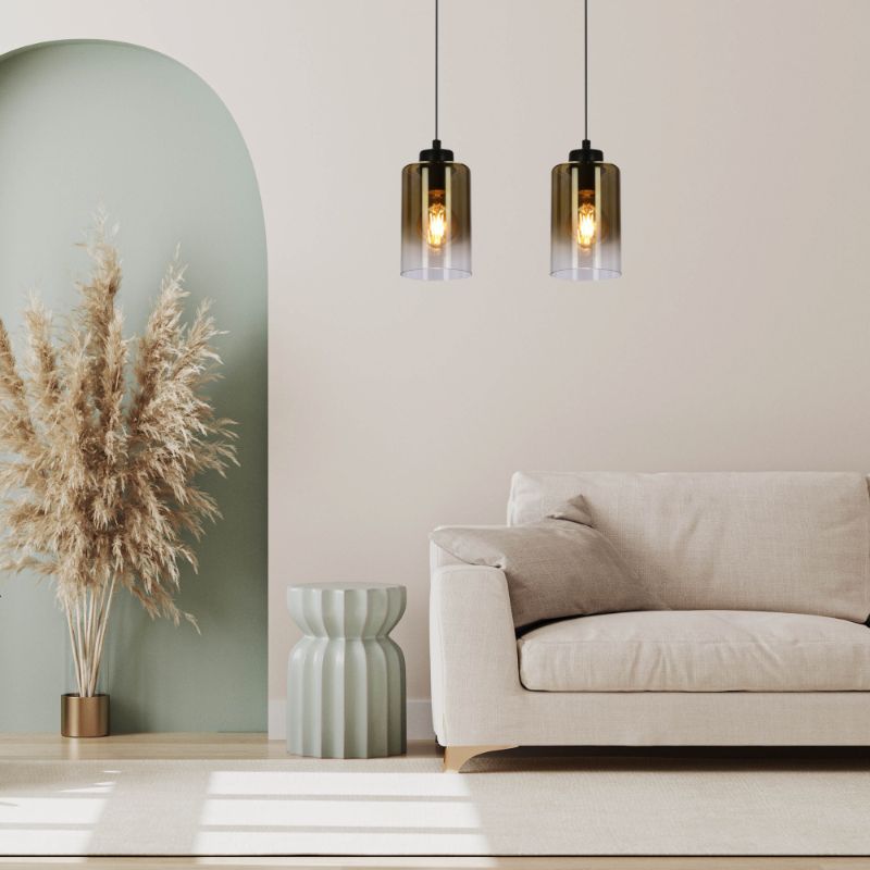 Lampa wisząca Candellux Aspra 3x60W czarny/bursztynowy E27, IP20, 1 szt.