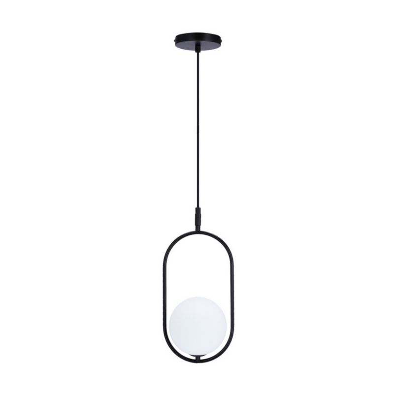 Lampa wisząca Candellux Cordel czarno-biała szklana kula 1xG9 x 28W 1 szt.