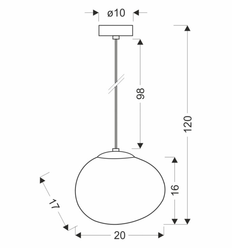Lampa wisząca Candellux Stones biało-czarna wym: 120 x 20 x 20 cm 1xE27 x 40W 1 szt.