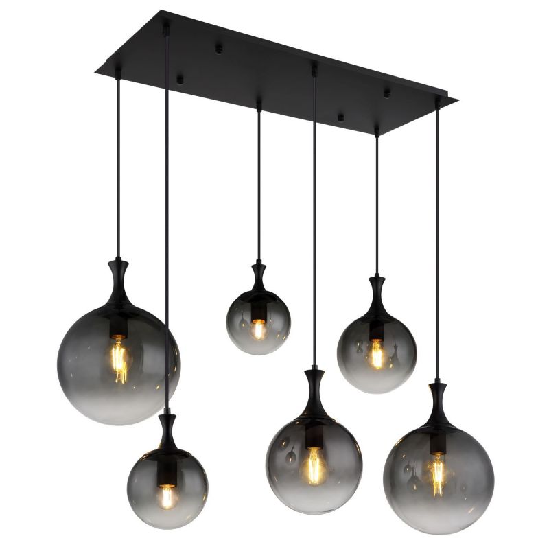 Lampa wisząca DALTON 15885-6H czarna mat/dymiona Globo Lighting 1 szt.