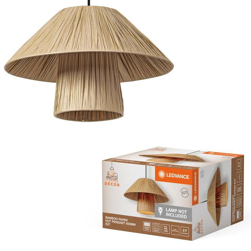 Lampa Wisząca Decor Ledvance Lampa Sufitowa Dekoracyjna E27 Zwis Brązowy Bambus 1 szt.