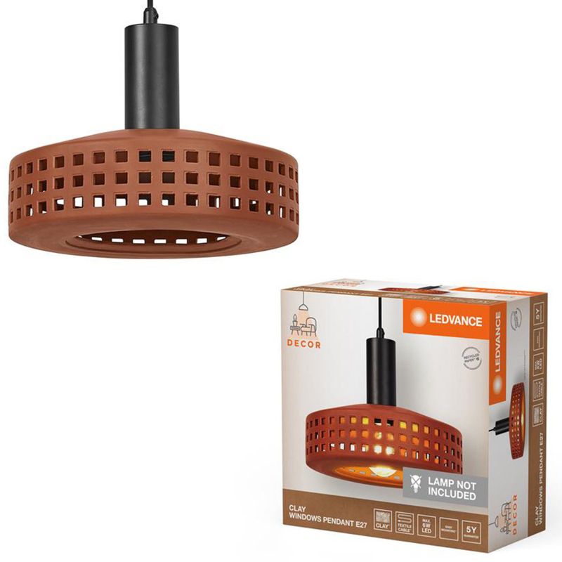 Lampa Wisząca Decor Ledvance Lampa Sufitowa Dekoracyjna E27 Zwis Brązowy Gliniana 1 szt.