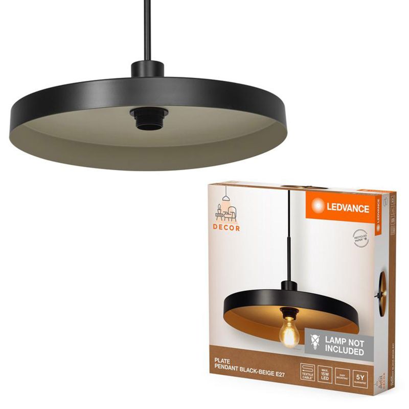 Lampa Wisząca Decor Ledvance Lampa Sufitowa Dekoracyjna E27 Zwis Czarny Beżowy 1 szt.