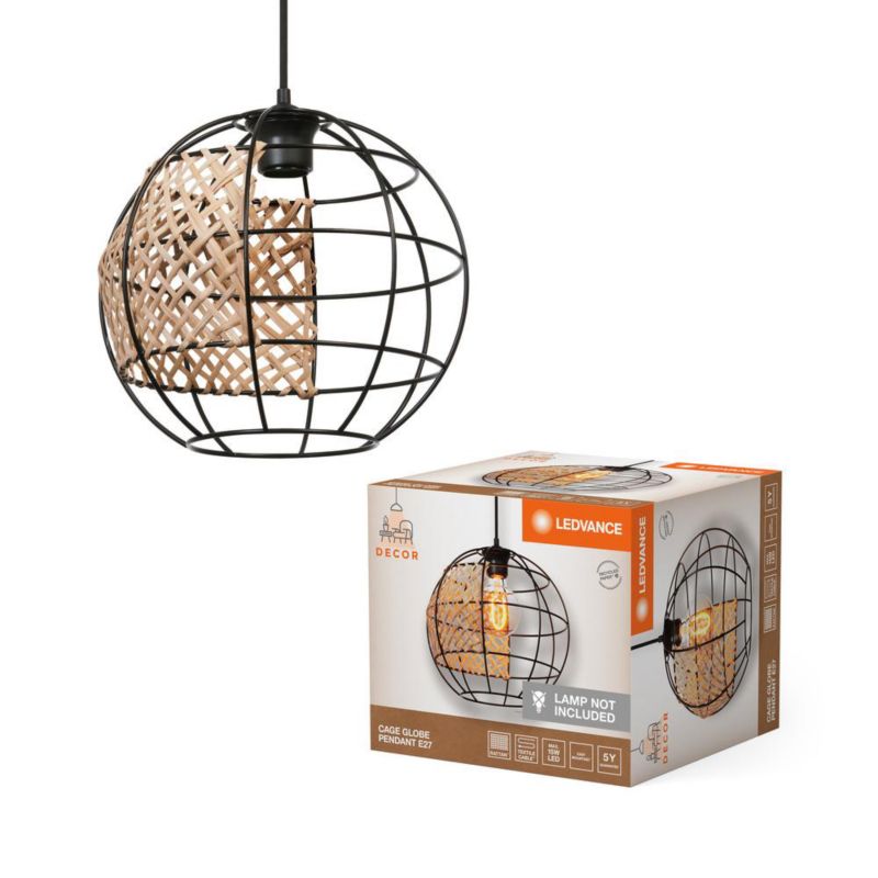 Lampa Wisząca Decor Ledvance Lampa Sufitowa Dekoracyjna E27 Zwis Czarny Brązowy 1szt.