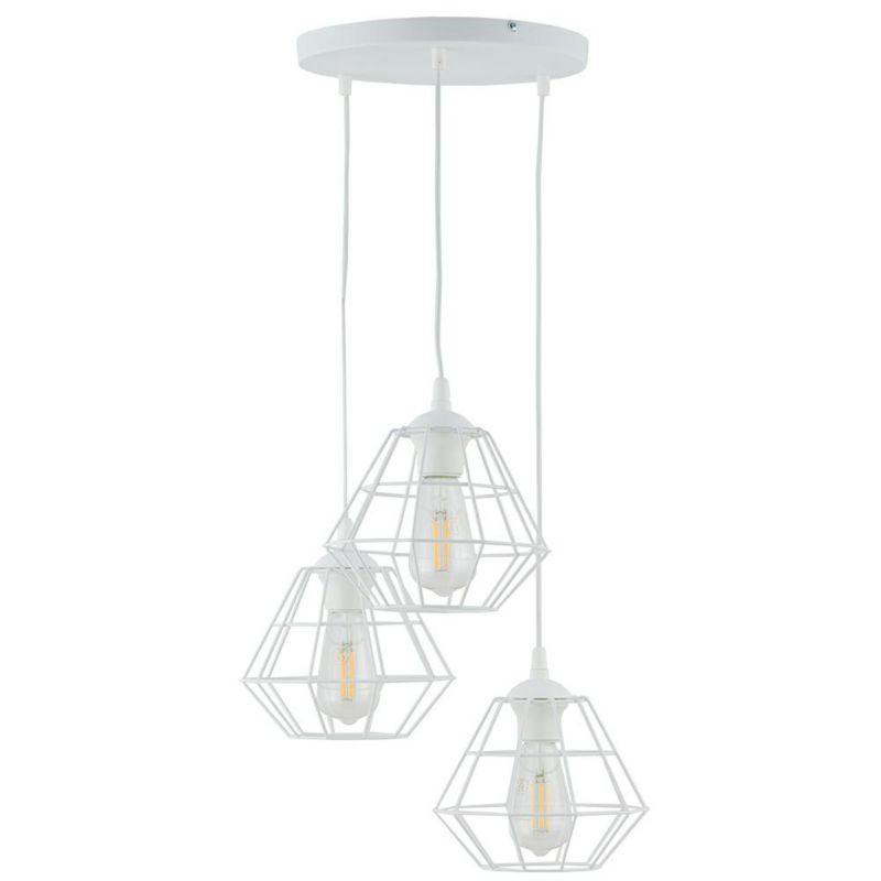 Lampa Wisząca DIAMOND TK Lighting Biały 3xE27 Koło 45x45 cm 1szt.