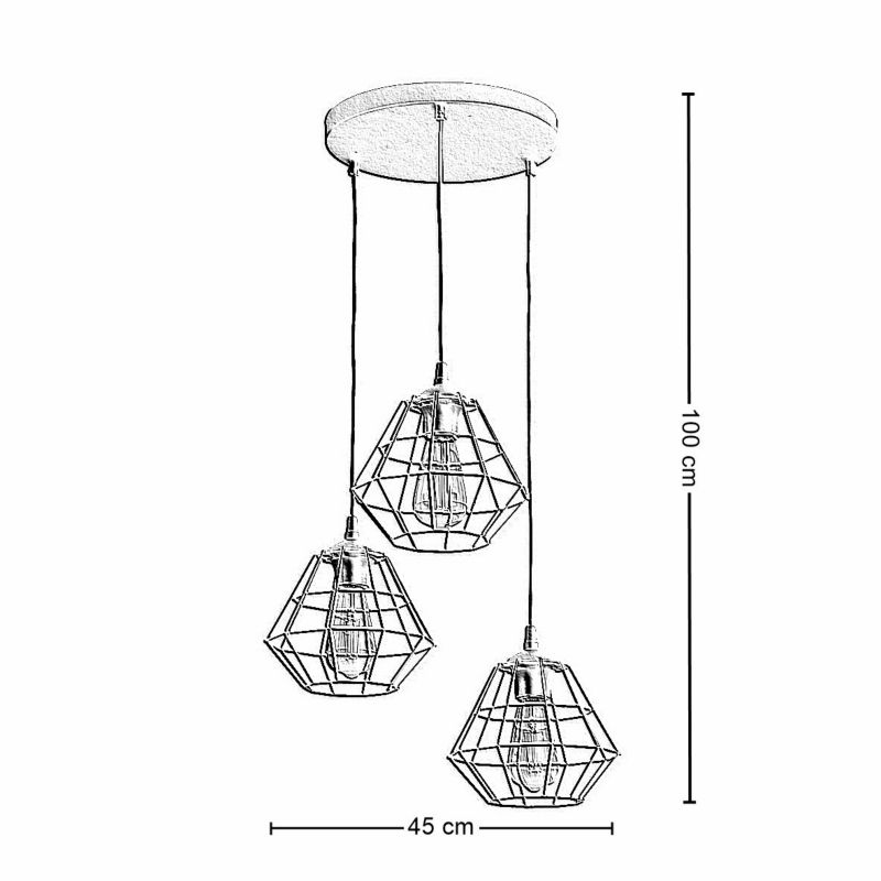 Lampa Wisząca DIAMOND TK Lighting Biały 3xE27 Koło 45x45 cm 1szt.
