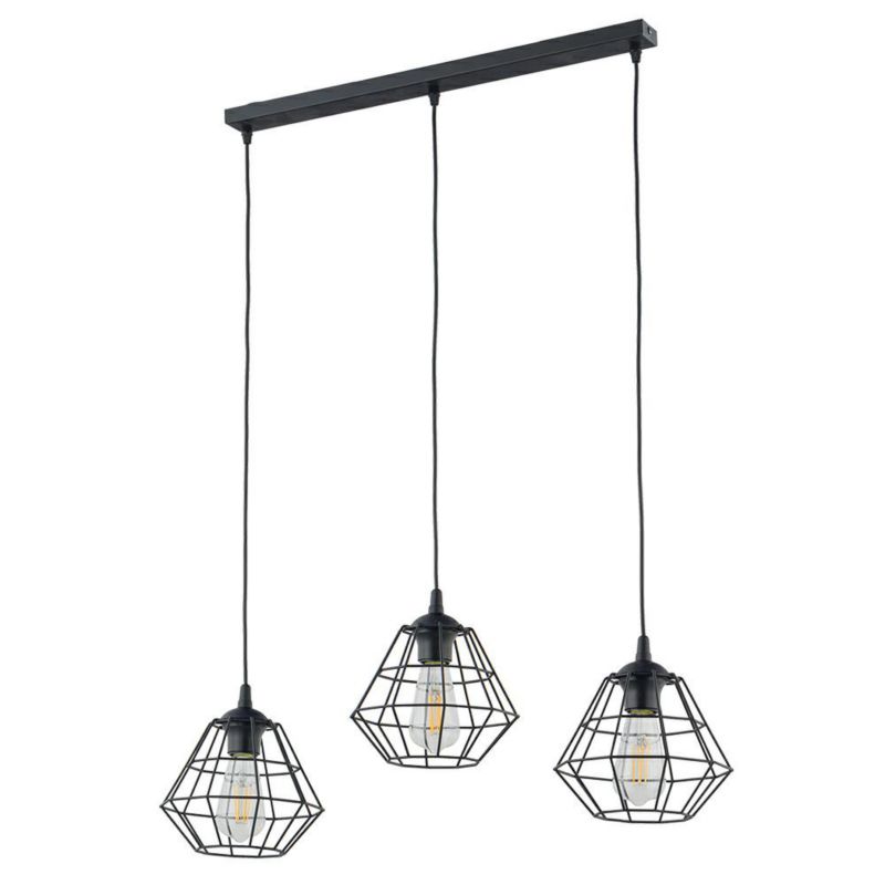 Lampa Wisząca DIAMOND TK Lighting Czarna 3xE27 78 cm 1szt.