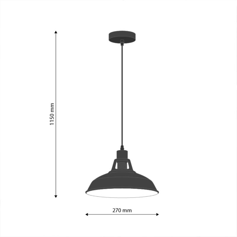 Lampa wisząca, DPM, 1 x E27, czarna, 1szt