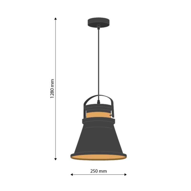 Lampa wisząca, DPM, 25 cm, czarny+miedź, 1szt