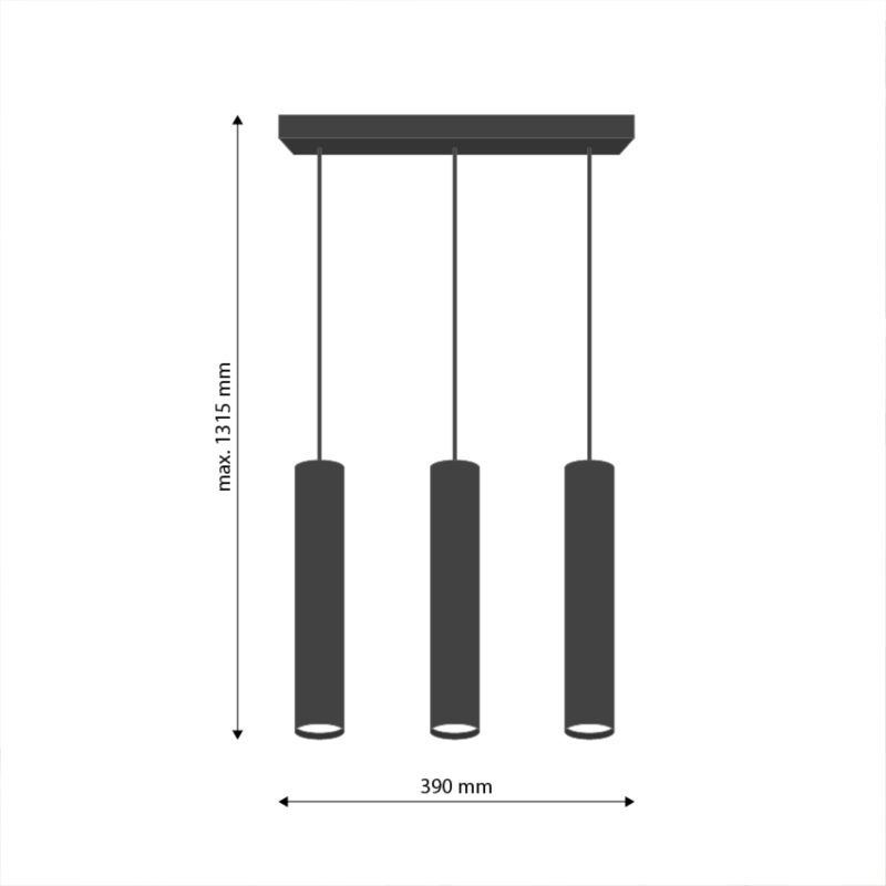 Lampa wisząca, DPM, 3 x GU10, czarna, 1szt