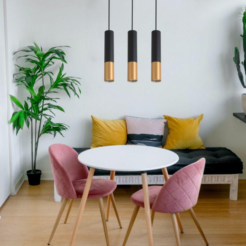 Lampa wisząca, DPM, 3 x GU10, czarno-złota, 1szt