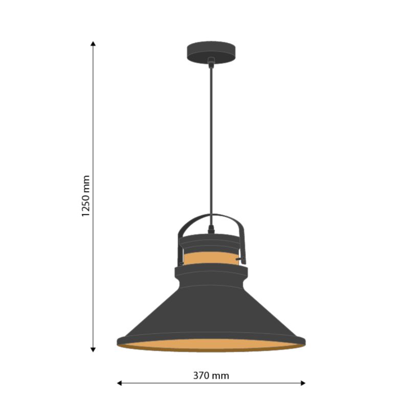 Lampa wisząca, DPM, 37 cm, czarny+miedź, 1szt