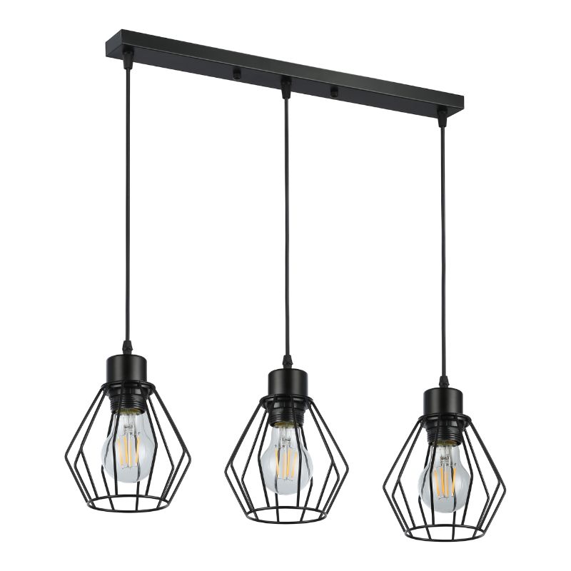Lampa wisząca, DPM,  3xE27, czarna, 1szt