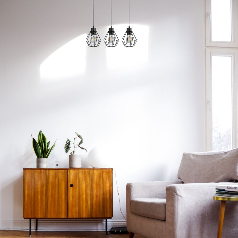 Lampa wisząca, DPM,  3xE27, czarna, 1szt