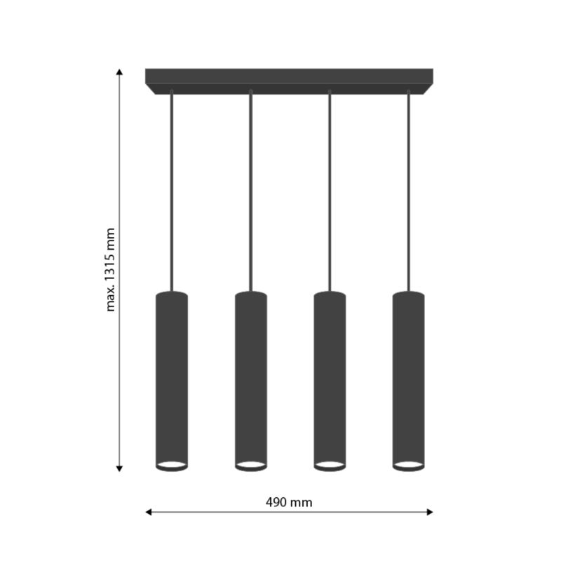 Lampa wisząca, DPM, 4 x GU10, czarna, 1szt