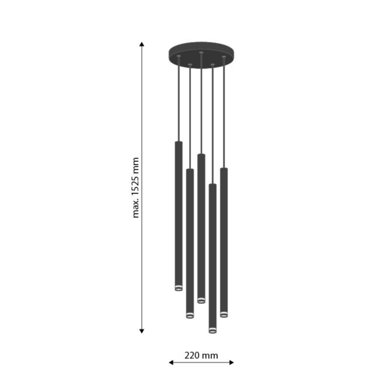 Lampa wisząca, DPM, 5 x G9, czarna, 1szt