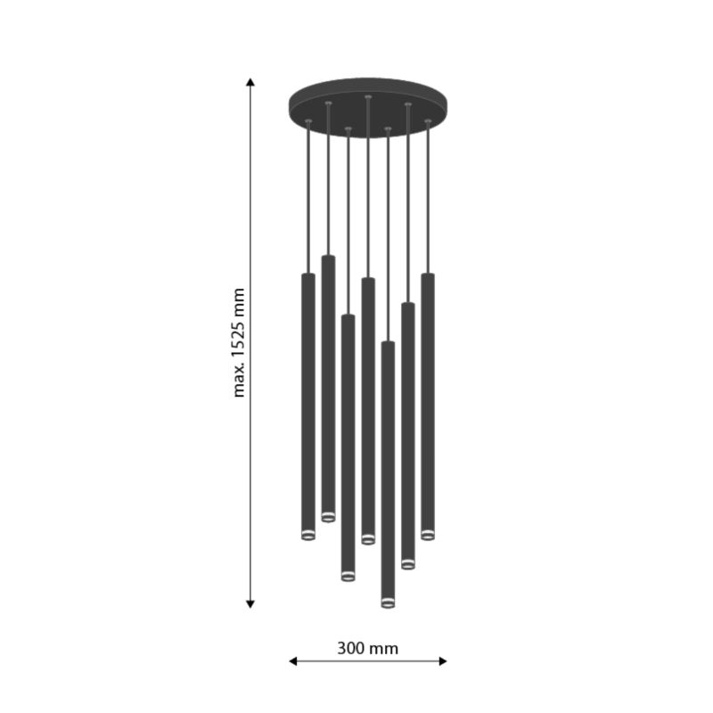 Lampa wisząca, DPM, 7 x G9, czarna, 1szt