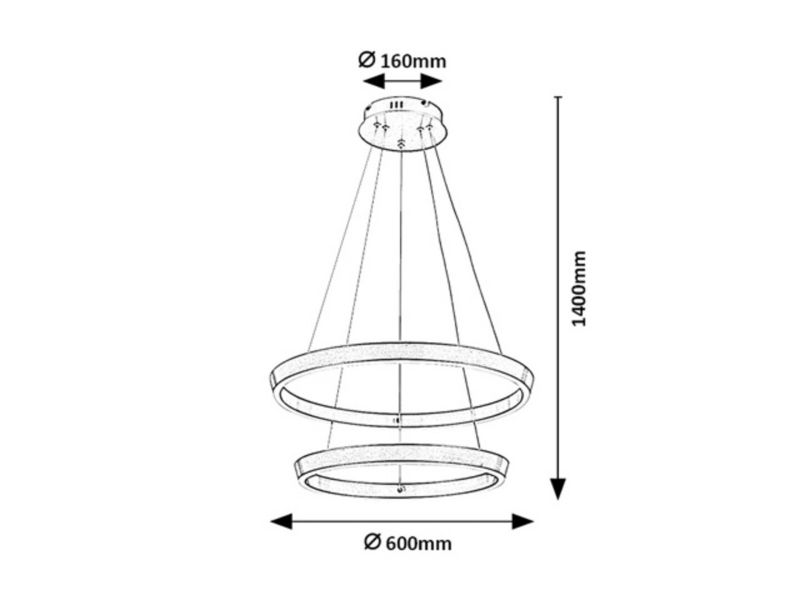Lampa wisząca dwa pierścienie Rabalux Nevira mosiężno-złota LED 45W 3000-6500KK 3150lm IP20 wym:140x60x60cm - 1 szt.