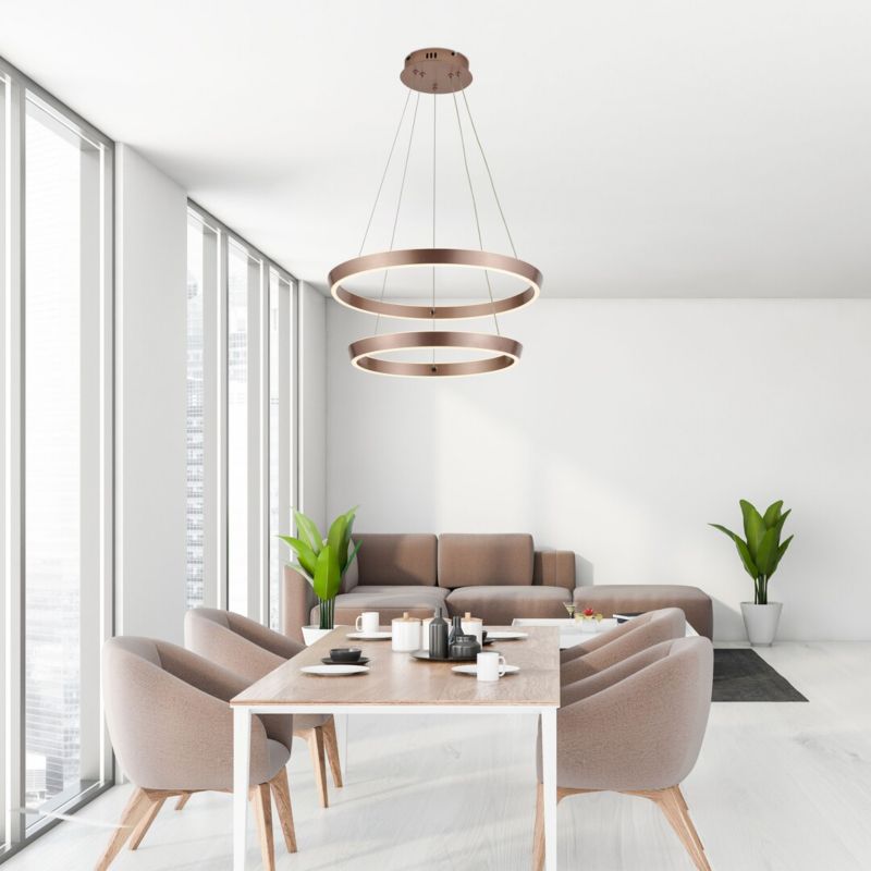 Lampa wisząca dwa pierścienie Rabalux Nevira mosiężno-złota LED 45W 3000-6500KK 3150lm IP20 wym:140x60x60cm - 1 szt.