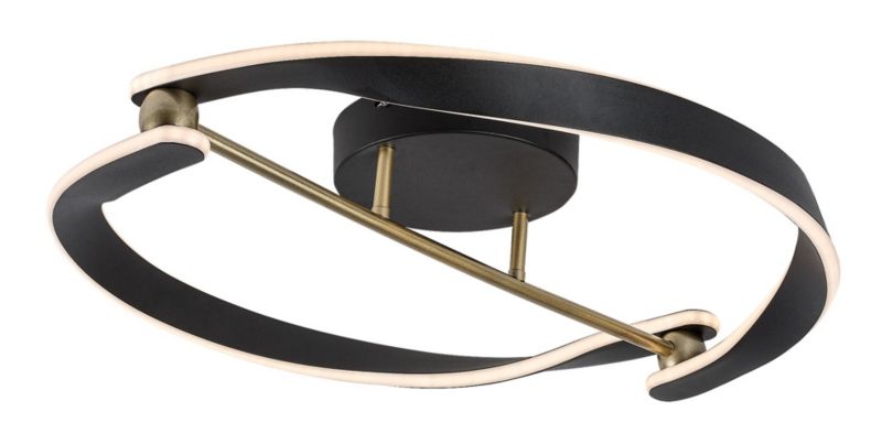 Lampa wisząca dwie wstęgi świetlne Rabalux Adalind czarno-złota-biała LED 40W 3000KK 2200lm IP20 wym:12,5x60x60cm - 1 szt.