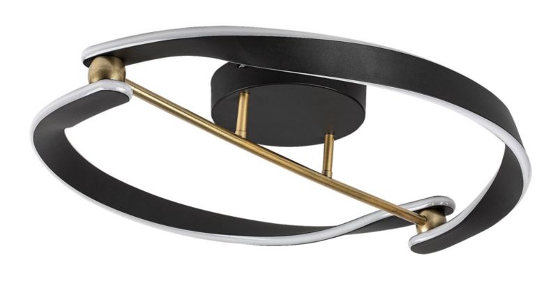 Lampa wisząca dwie wstęgi świetlne Rabalux Adalind czarno-złota-biała LED 40W 3000KK 2200lm IP20 wym:12,5x60x60cm - 1 szt.