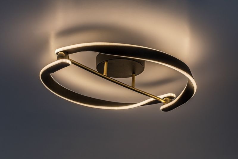 Lampa wisząca dwie wstęgi świetlne Rabalux Adalind czarno-złota-biała LED 40W 3000KK 2200lm IP20 wym:12,5x60x60cm - 1 szt.