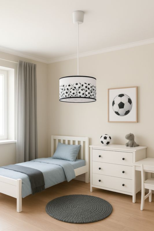 Lampa Wisząca dziecięca Urokliwe Wnętrza Żyrandol Piłka Nożna Z Regulacją Wysokości - 1szt.