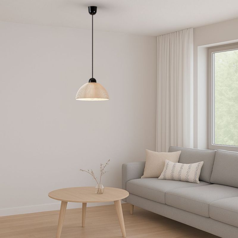 Lampa wisząca żebrowany biały klosz Rabalux Avenora czarno-biała 1xE27x60W IP20 wym:90x25x25cm - 1 szt.