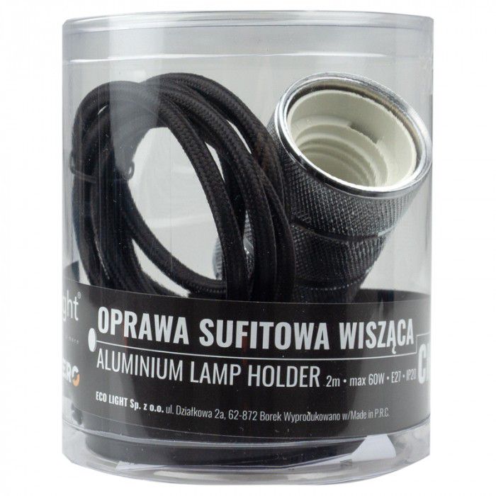 Lampa wisząca Ecolight chromowana czarna 1xE27x60W IP20 wym:200x4,5x4,5cm - 1 szt.
